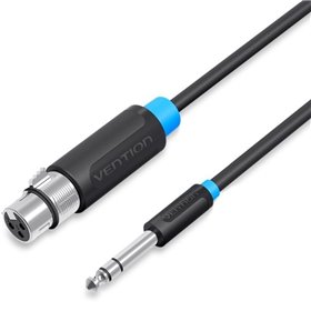 Cabo Stereo Vention BBEBF, Jack 6.5 Macho - XLR Fêmea, 1m, Preto