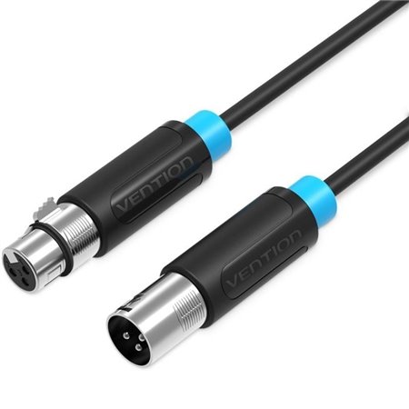 Cabo Stereo Vention BBFBL, XLR Macho - XLR Fêmea, 10m, Preto
