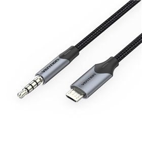 Cabo Conversor Stereo Vention BDGBF, MicroUSB Macho - Jack 3.5 Macho, 1m, Preto
