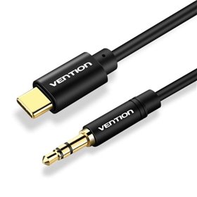 Cabo Conversor Audio Vention BGABG, USB Tipo-C Macho - Jack 3.5 Macho, 1.5m, Preto
