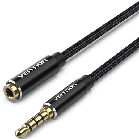 Cabo Stereo Vention BHCBL, Jack 3.5 Macho - Jack 3.5 Fêmea, 10m, Preto