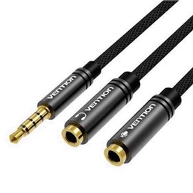 Cabo Stereo Vention BBWBY, Jack 3.5 Macho - 2x Jack 3.5 Fêmea, 30cm, Preto