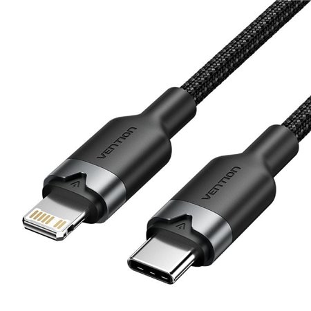 Cabo USB Tipo-C Lightning Vention LALBH, USB Tipo-C Macho - Lightning Macho, 27W, 480Mbps, 2m, Preto